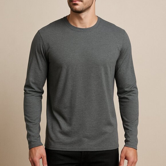 Minimalist Athleisure Streetwear Basics Heather Gray Long Sleeve Tee Men’s XL - Picture 1 of 7